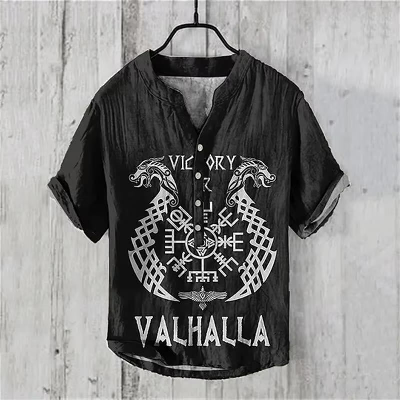 WorldNorse Victory Valhalla Nordischer Drache Freizeithemd - Schwarz - US/UK/AU50，EU60 (5XL) - image 0