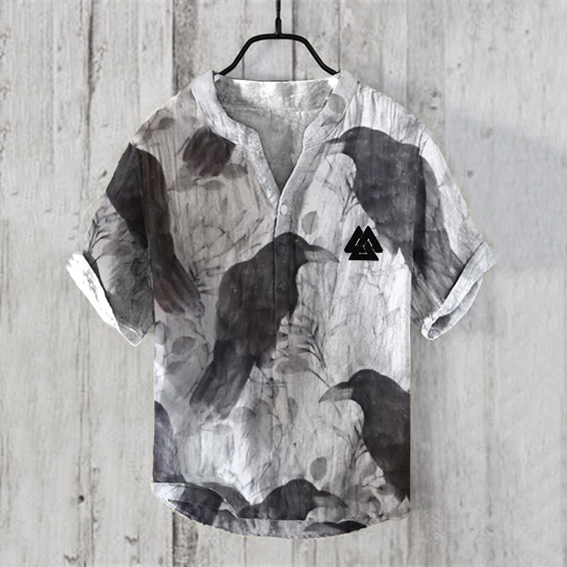 WorldNorse Mystische Raven Valknut Freizeithemd - US/UK/AU50，EU60 (5XL) - image 0