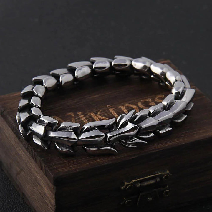 WorldNorse handgefertigtes 925er Silber Schutzkraft Drachenarmband - 21 cm - image 0