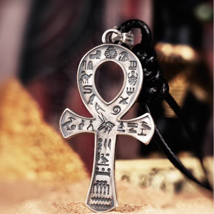 WorldNorse Halskette mit Runenkreuz aus 925er Sterlingsilber - Wachsseil - image 0