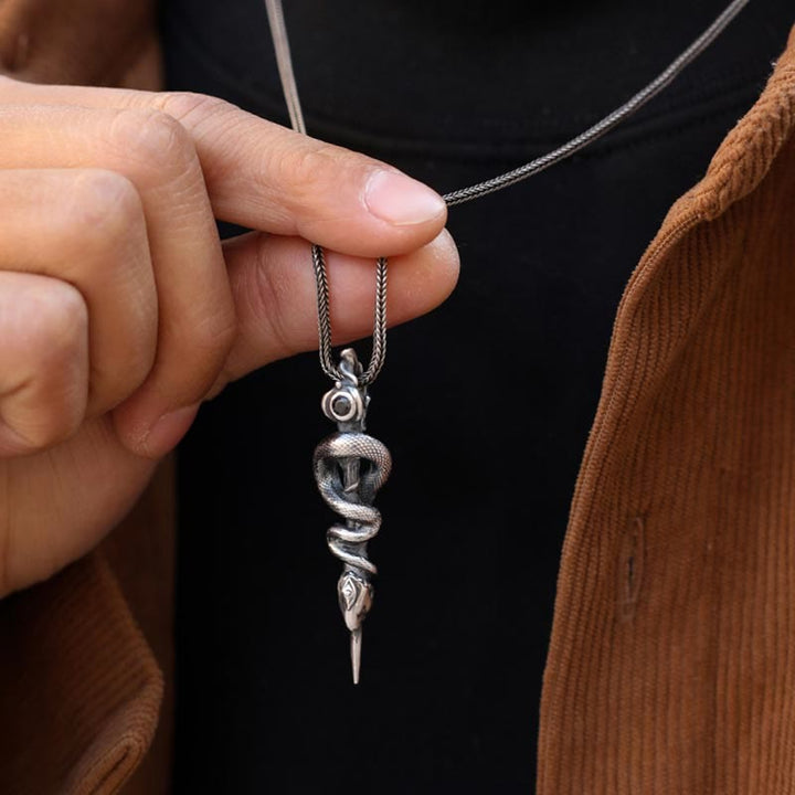 WorldNorse Handgefertigtes Halskette mit Schlangenstab aus 999er Silber - image 2