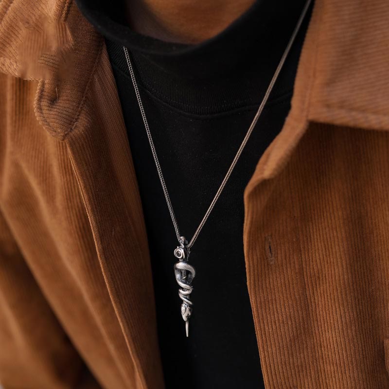 WorldNorse Halskette mit Schlangenstab aus 999er Sterlingsilber - image 1