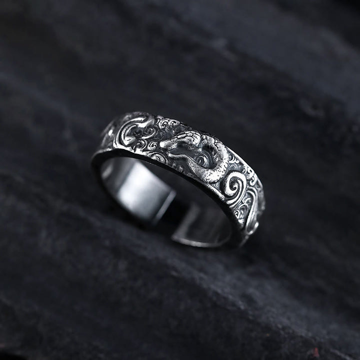 WorldNorse handgefertigtes 925er Silber Retro Schlangenring - Einstellbar - image 0