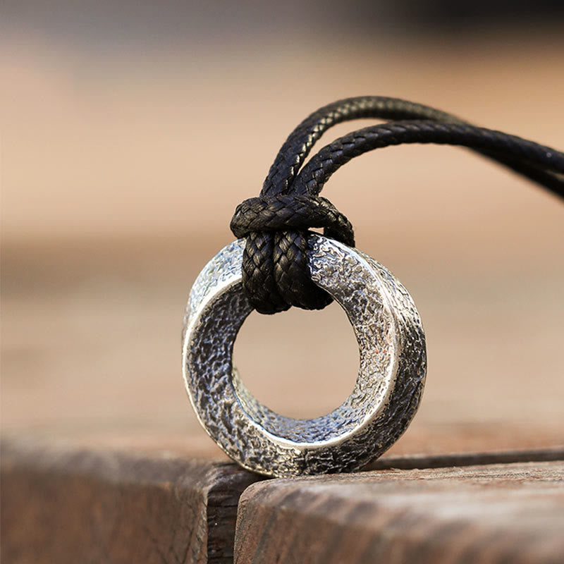 WorldNorse 925 Sterling Silber Mobius-Streifen-Halskette - 55 cm schwarzes Wachsseil - image 0