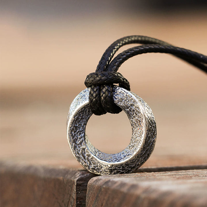 WorldNorse 925 Sterling Silber Mobius-Streifen-Halskette - 55 cm schwarzes Wachsseil - image 0