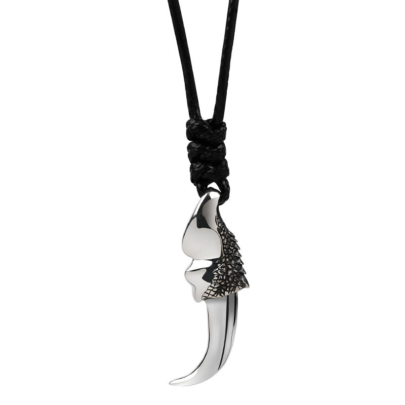 WorldNorse Halskette mit Nordischer Drache , handgefertigtes 925er Silber - Wachsseil - NEIN DANKE - image 1