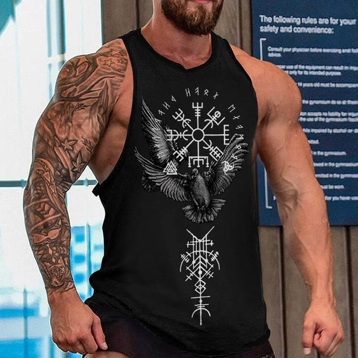 WorldNorse Valknut Vegvisir Runen Raven Dreifaches Horn von Odin Weste - US/UK/AU52, EU62 (6XL) - image 0