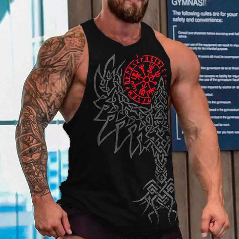 WorldNorse Yggdrasil Vegvisir Weste Raven - Rot - US/UK/AU52, EU62 (6XL) - image 0