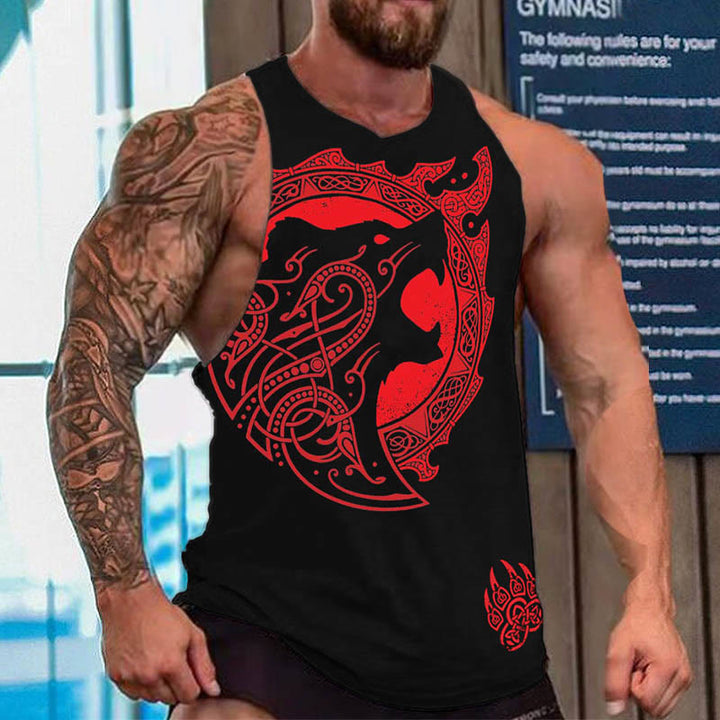 WorldNorse Nordischer Drache Keltischer Knoten Wölfe Wikinger Bär Weste - Rot - US/UK/AU52, EU62 (6XL) - image 0