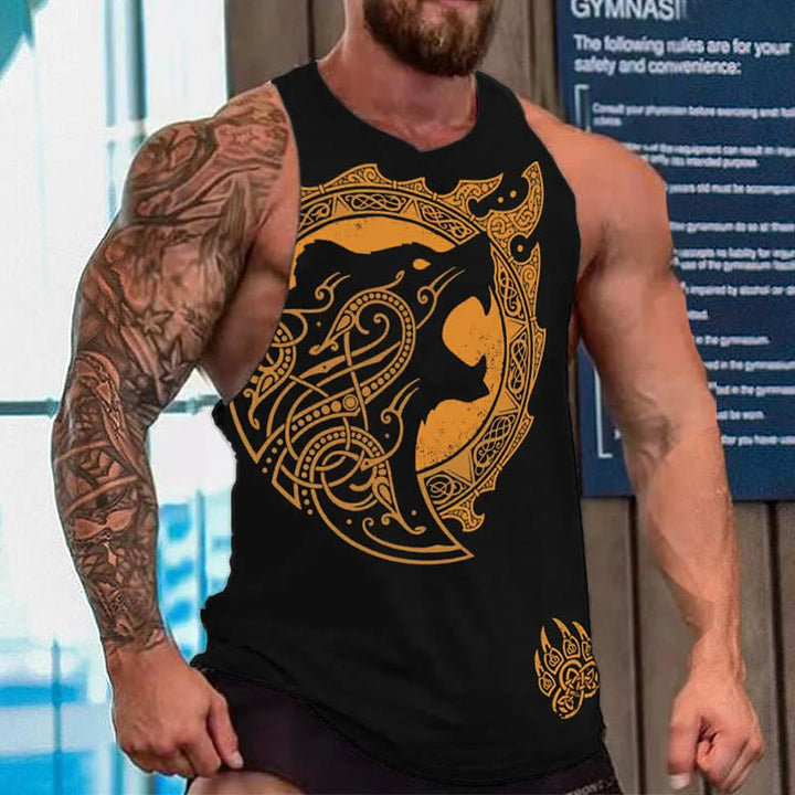 WorldNorse Nordischer Drache Keltischer Knoten Wölfe Wikinger Bär Weste - Gelb - US/UK/AU52, EU62 (6XL) - image 1