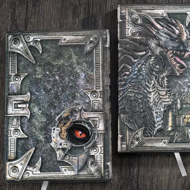 WorldNorse Dragon – liniertes Notizbuch mit geprägtem Ledereinband