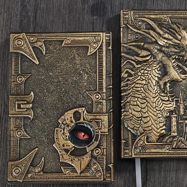 WorldNorse Dragon – liniertes Notizbuch mit geprägtem Ledereinband