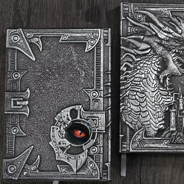 WorldNorse Dragon – liniertes Notizbuch mit geprägtem Ledereinband