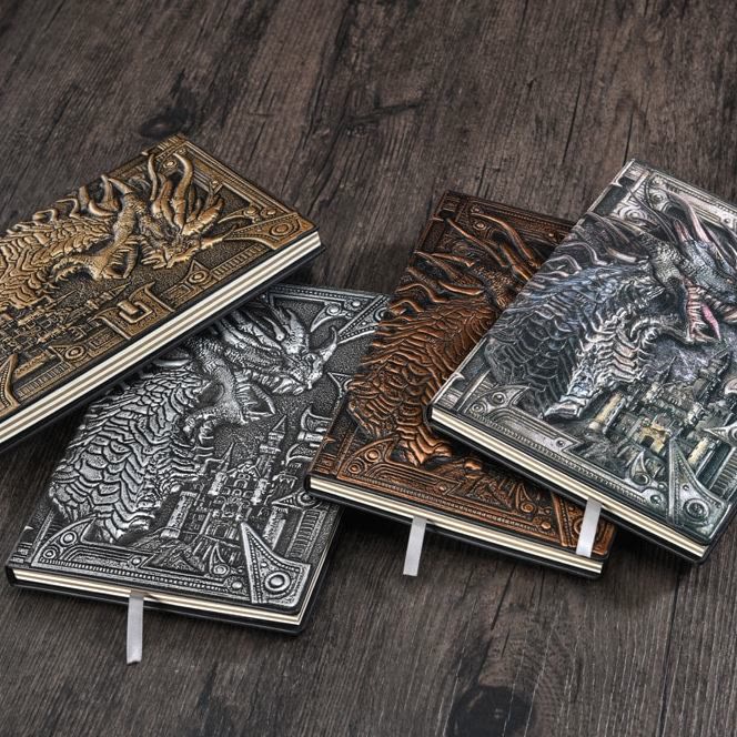 WorldNorse Dragon – liniertes Notizbuch mit geprägtem Ledereinband
