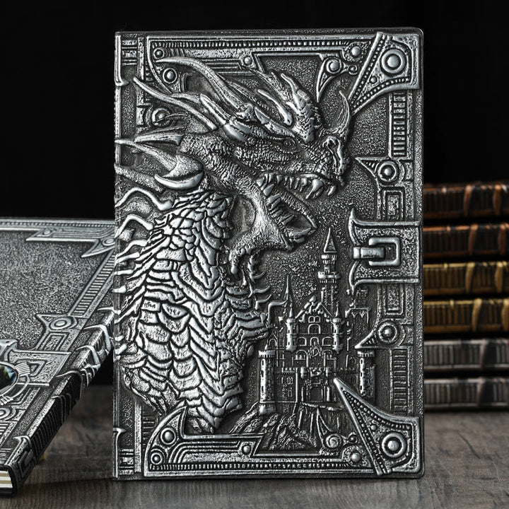 WorldNorse Dragon – liniertes Notizbuch mit geprägtem Ledereinband
