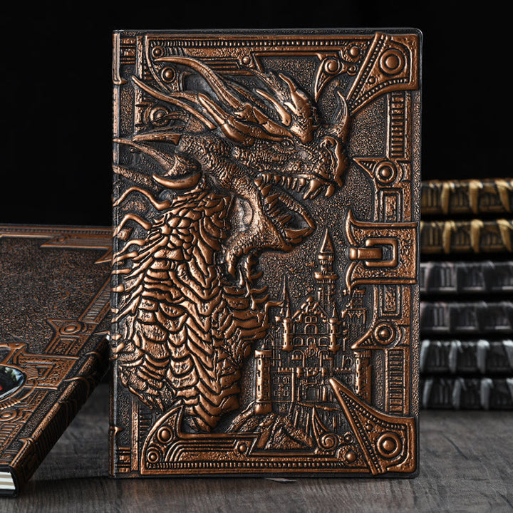 WorldNorse Dragon – liniertes Notizbuch mit geprägtem Ledereinband