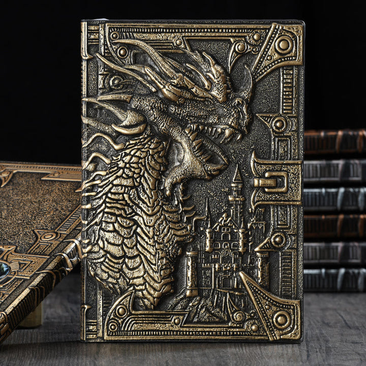 WorldNorse Dragon – liniertes Notizbuch mit geprägtem Ledereinband