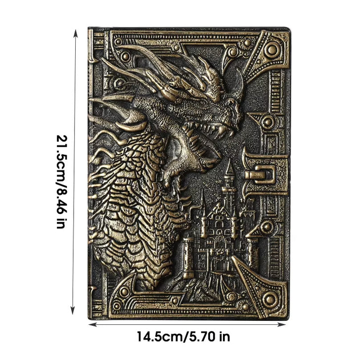 WorldNorse Dragon – liniertes Notizbuch mit geprägtem Ledereinband