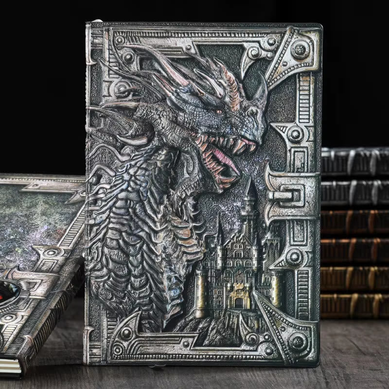 WorldNorse Dragon – liniertes Notizbuch mit geprägtem Ledereinband