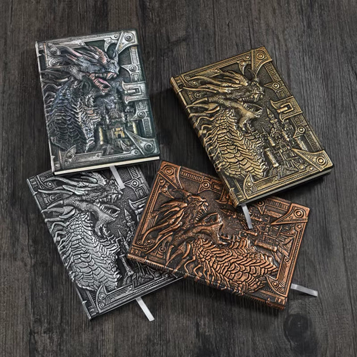 WorldNorse Dragon – liniertes Notizbuch mit geprägtem Ledereinband