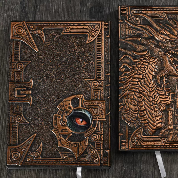 WorldNorse Dragon – liniertes Notizbuch mit geprägtem Ledereinband