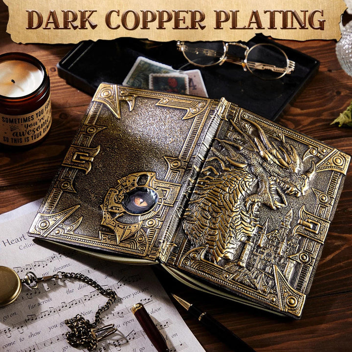 WorldNorse Dragon – liniertes Notizbuch mit geprägtem Ledereinband