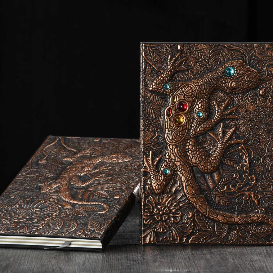 WorldNorse Notizbuch mit Eidechsen- und Gecko-Prägung