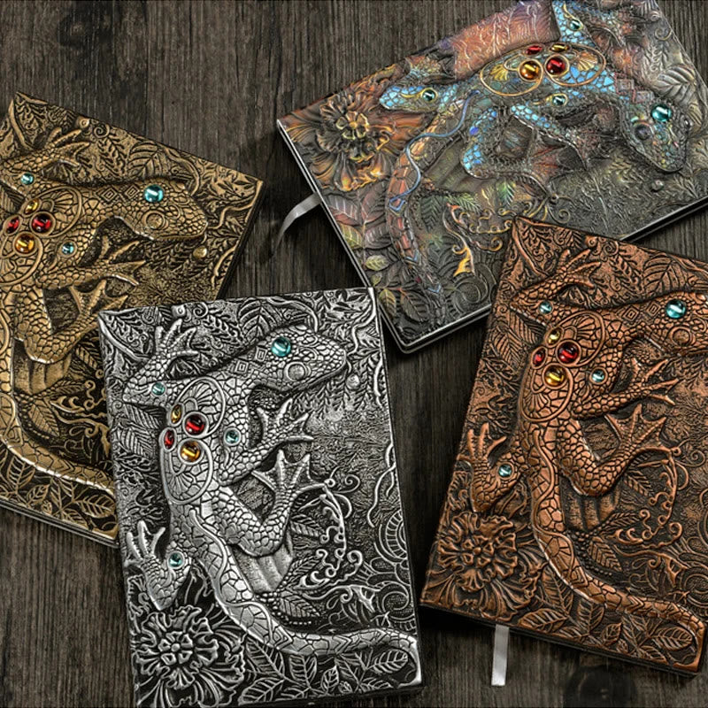WorldNorse Notizbuch mit Eidechsen- und Gecko-Prägung