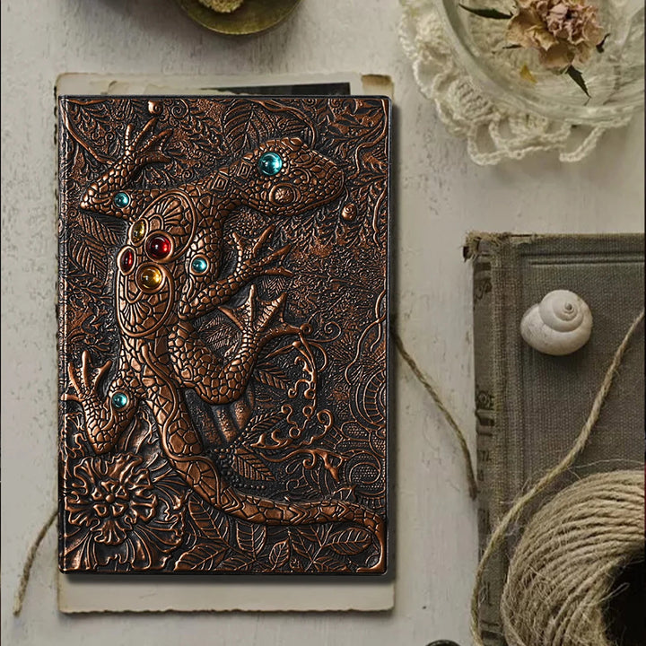 WorldNorse Notizbuch mit Eidechsen- und Gecko-Prägung