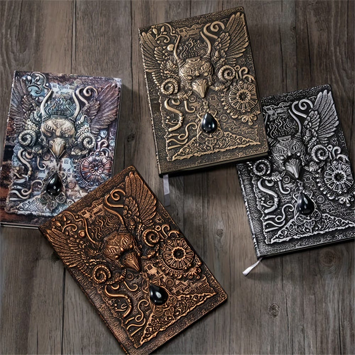 WorldNorse Notizbuch mit geprägtem Adler-Ledereinband