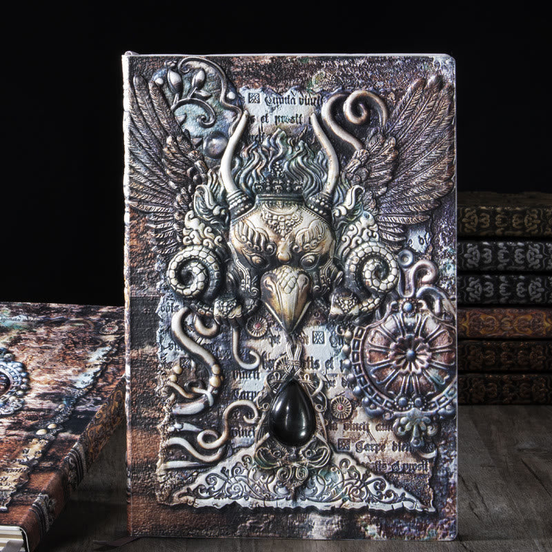 WorldNorse Notizbuch mit geprägtem Adler-Ledereinband