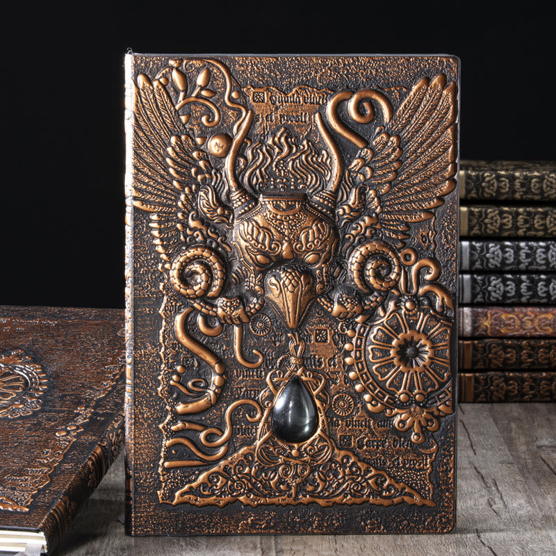 WorldNorse Notizbuch mit geprägtem Adler-Ledereinband