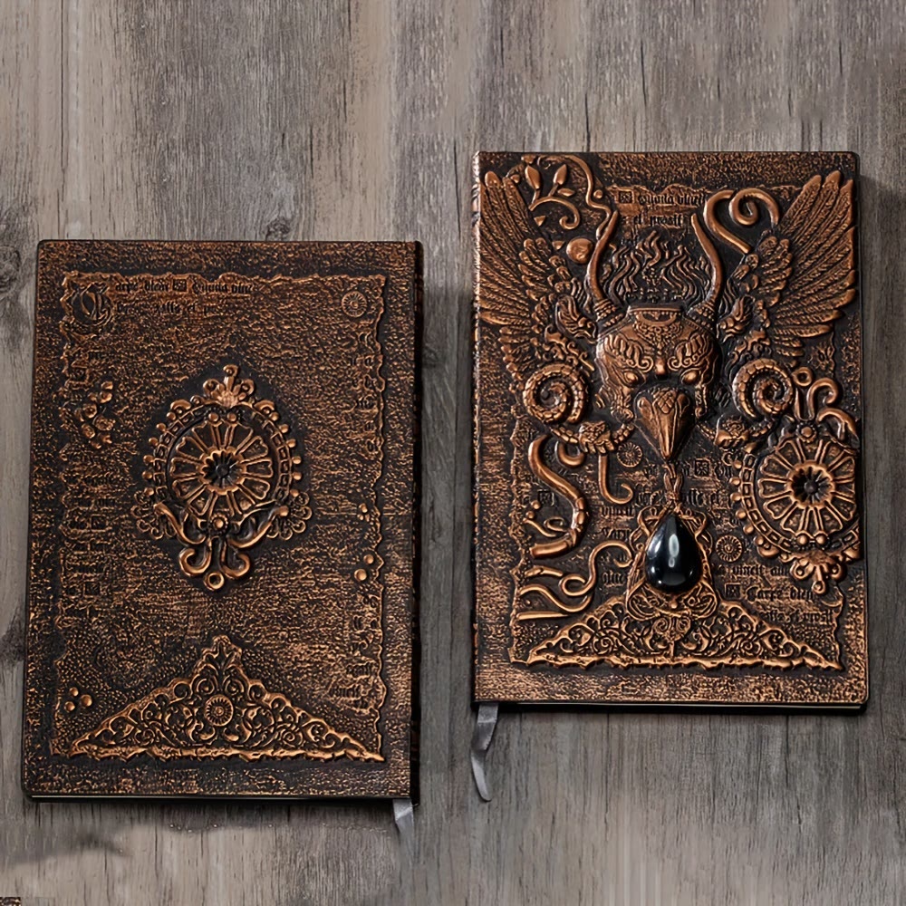 WorldNorse Notizbuch mit geprägtem Adler-Ledereinband