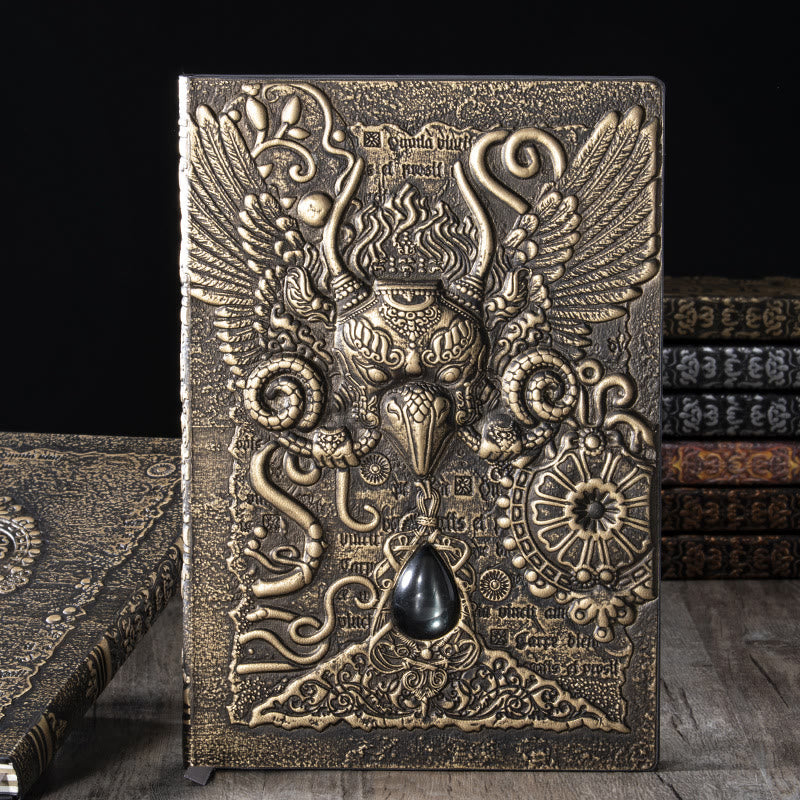 WorldNorse Notizbuch mit geprägtem Adler-Ledereinband
