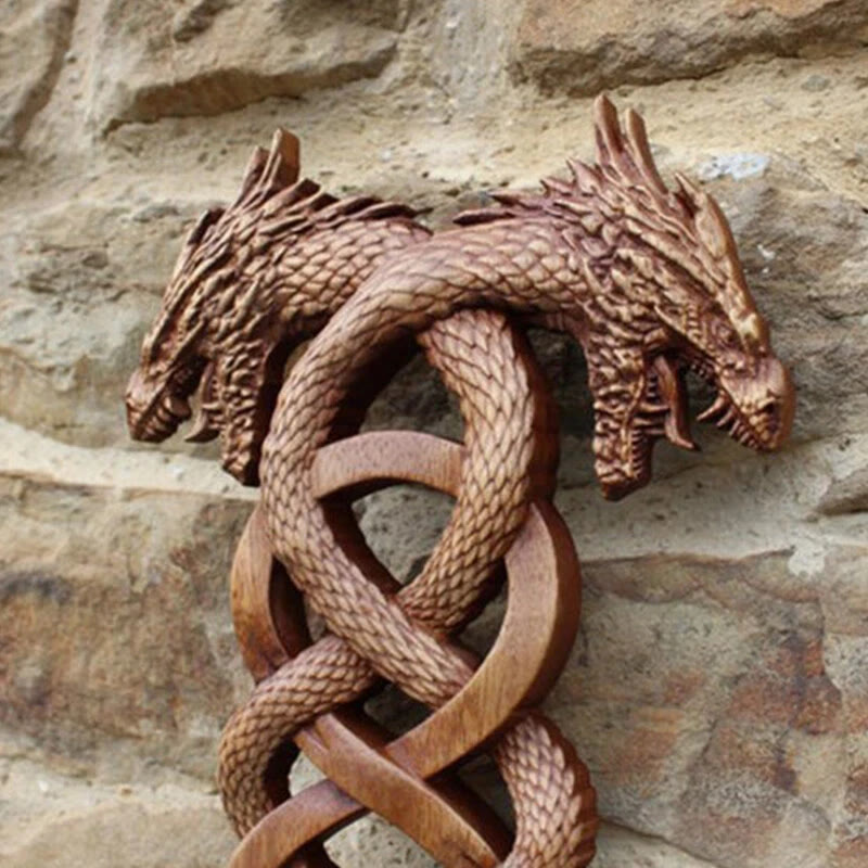 WorldNorse Wanddekoration aus Kunstharz mit Nordischer Drache und Wikingermotiv