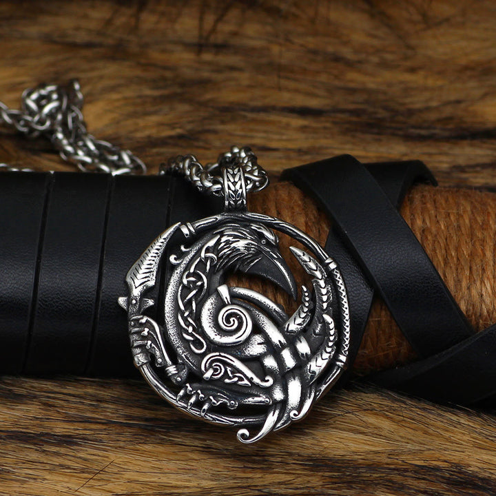 WorldNorse Vintage Halskette mit Keltischer Knoten Raven