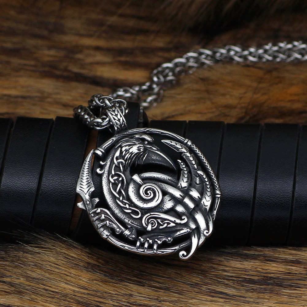 WorldNorse Vintage Halskette mit Keltischer Knoten Raven