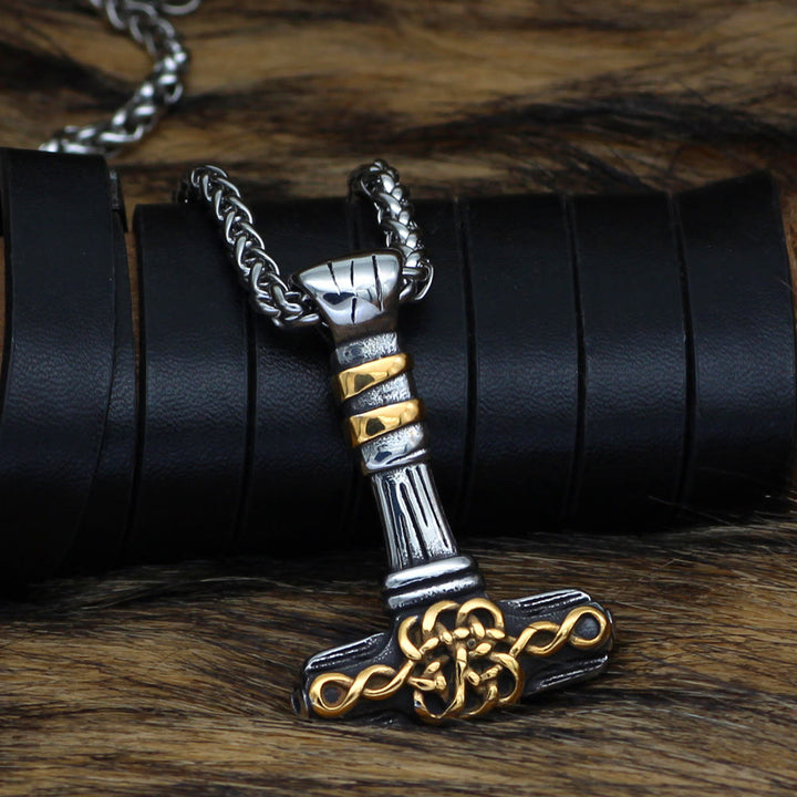 WorldNorse Thors Hammer Goldene Rune Halskette