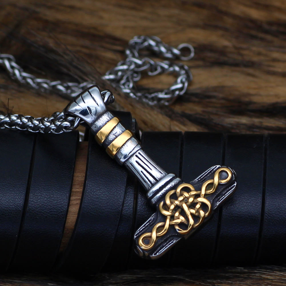 WorldNorse Thors Hammer Goldene Rune Halskette