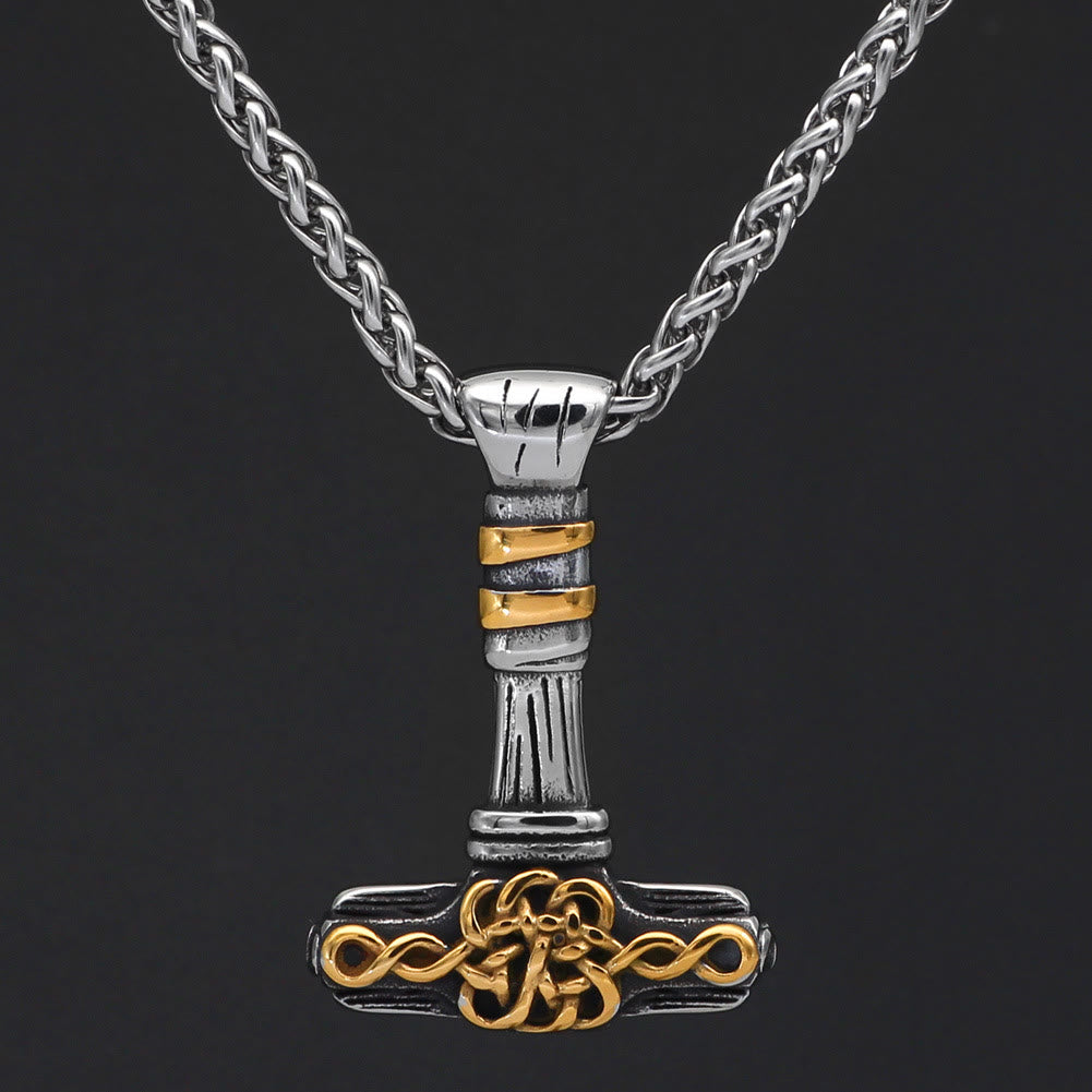 WorldNorse Thors Hammer Goldene Rune Halskette