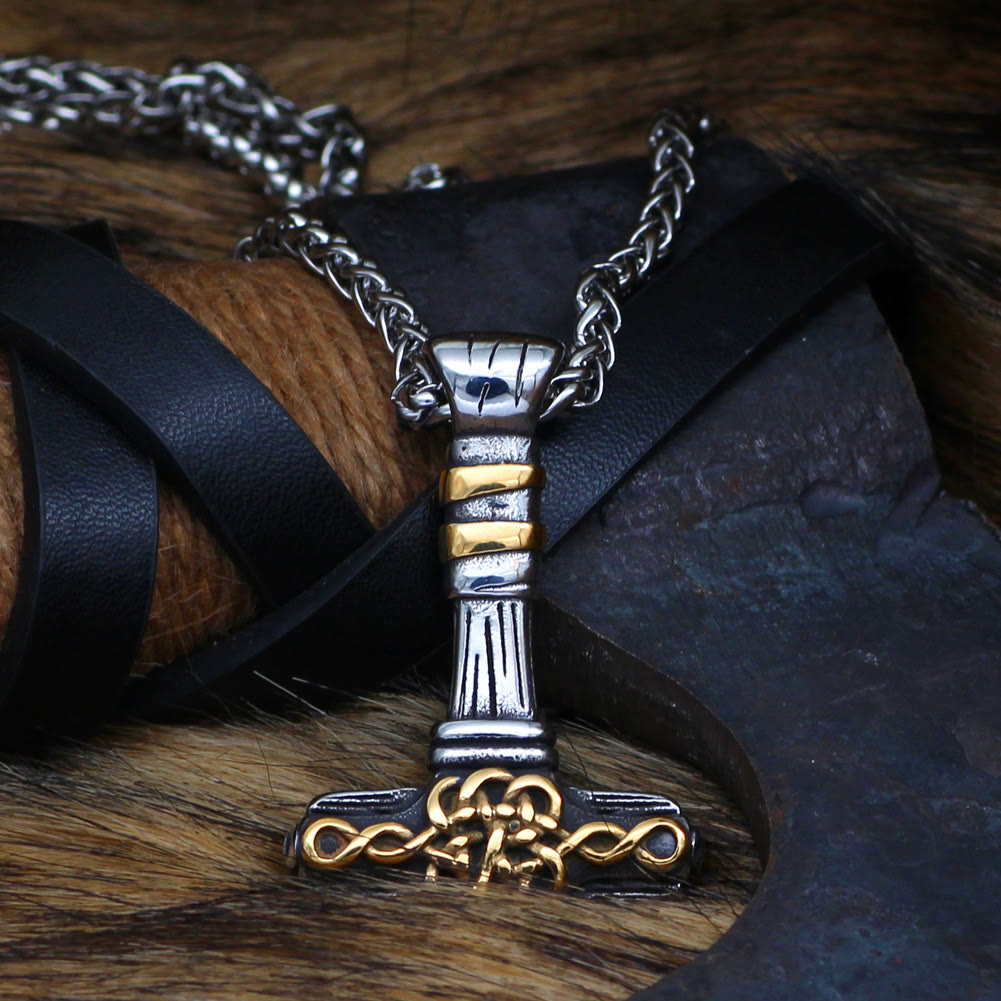 WorldNorse Thors Hammer Goldene Rune Halskette