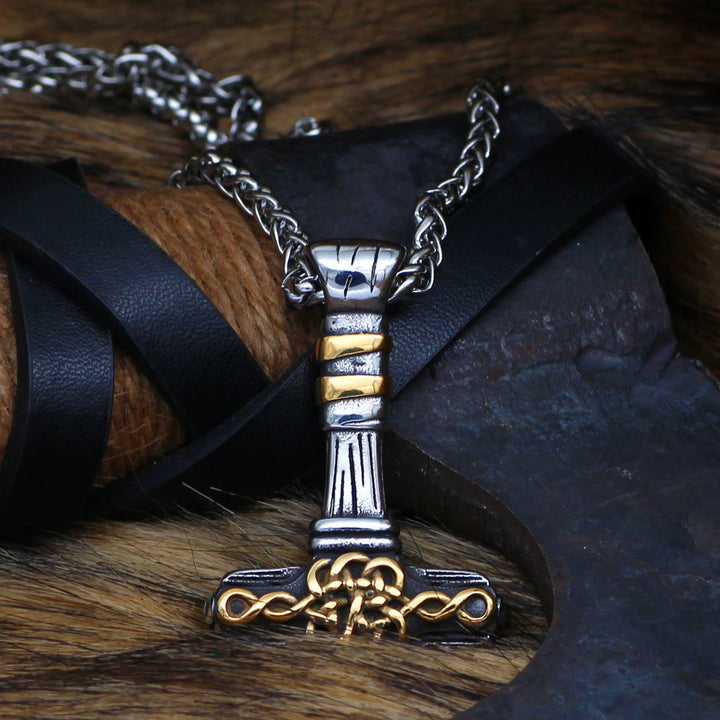 WorldNorse Thors Hammer Goldene Rune Halskette