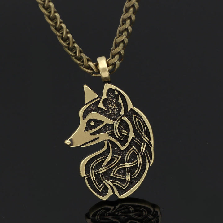 WorldNorse Celtic Wolf Head Statement Halskette