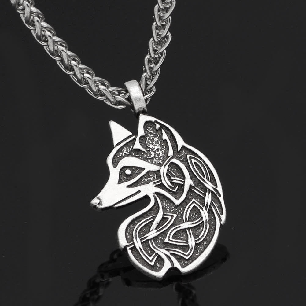 WorldNorse Celtic Wolf Head Statement Halskette