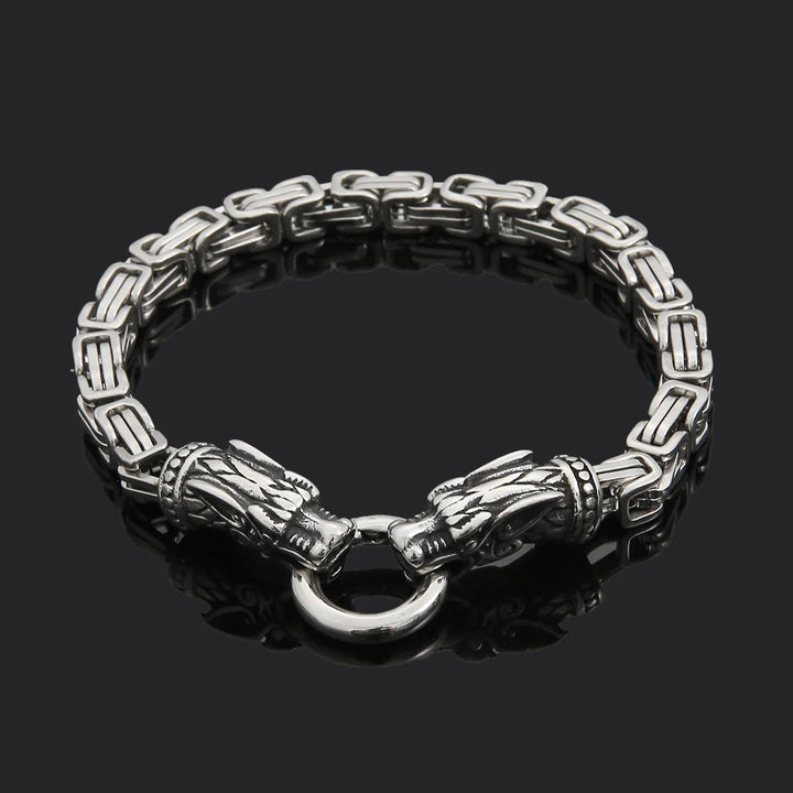WorldNorse Silbernes Gliederarmband mit zwei Drachenköpfen