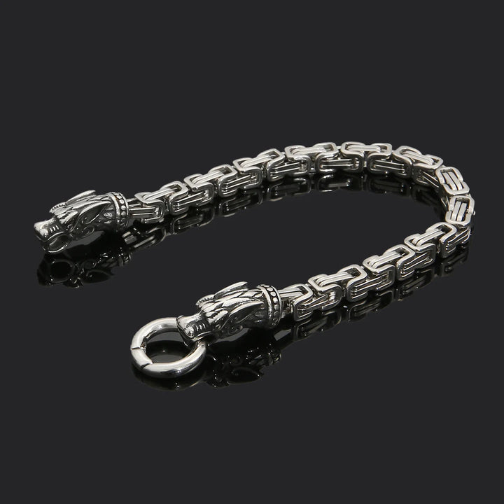 WorldNorse Silbernes Gliederarmband mit zwei Drachenköpfen