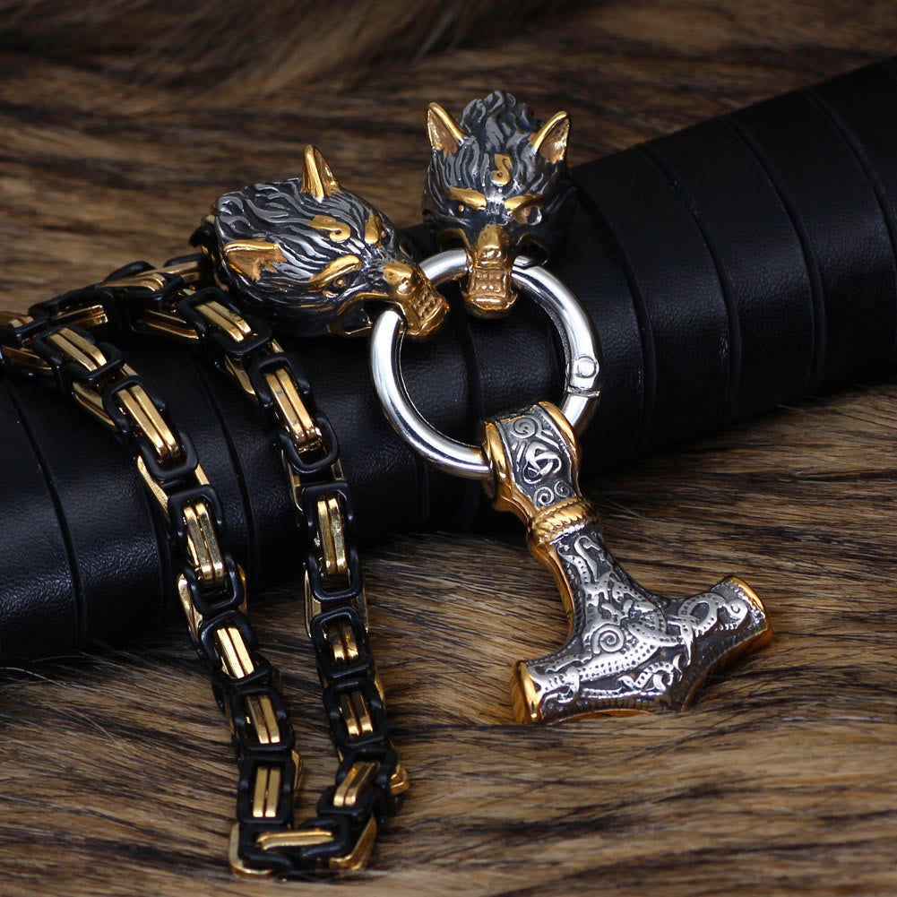 WorldNorse Wolf -Mjölnir- Rune Halskette