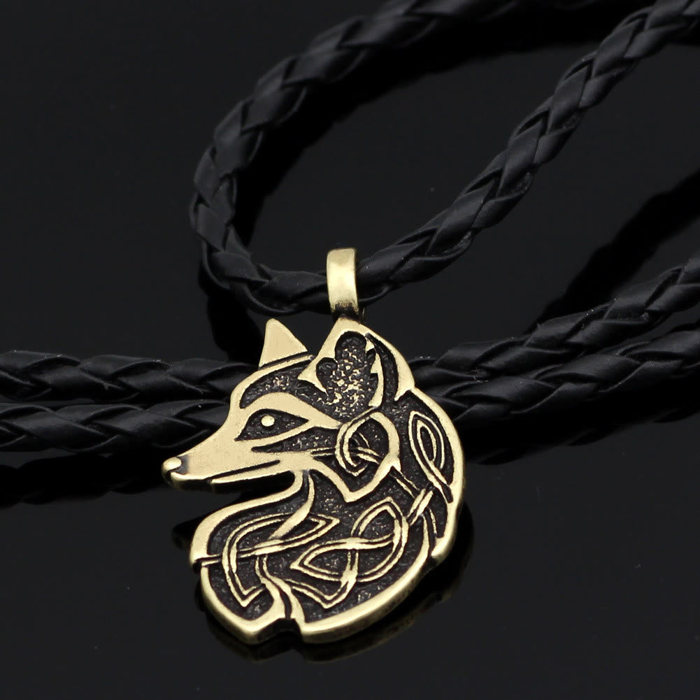 WorldNorse Celtic Wolf Head Statement Halskette