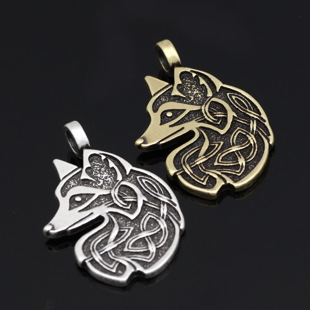 WorldNorse Celtic Wolf Head Statement Halskette