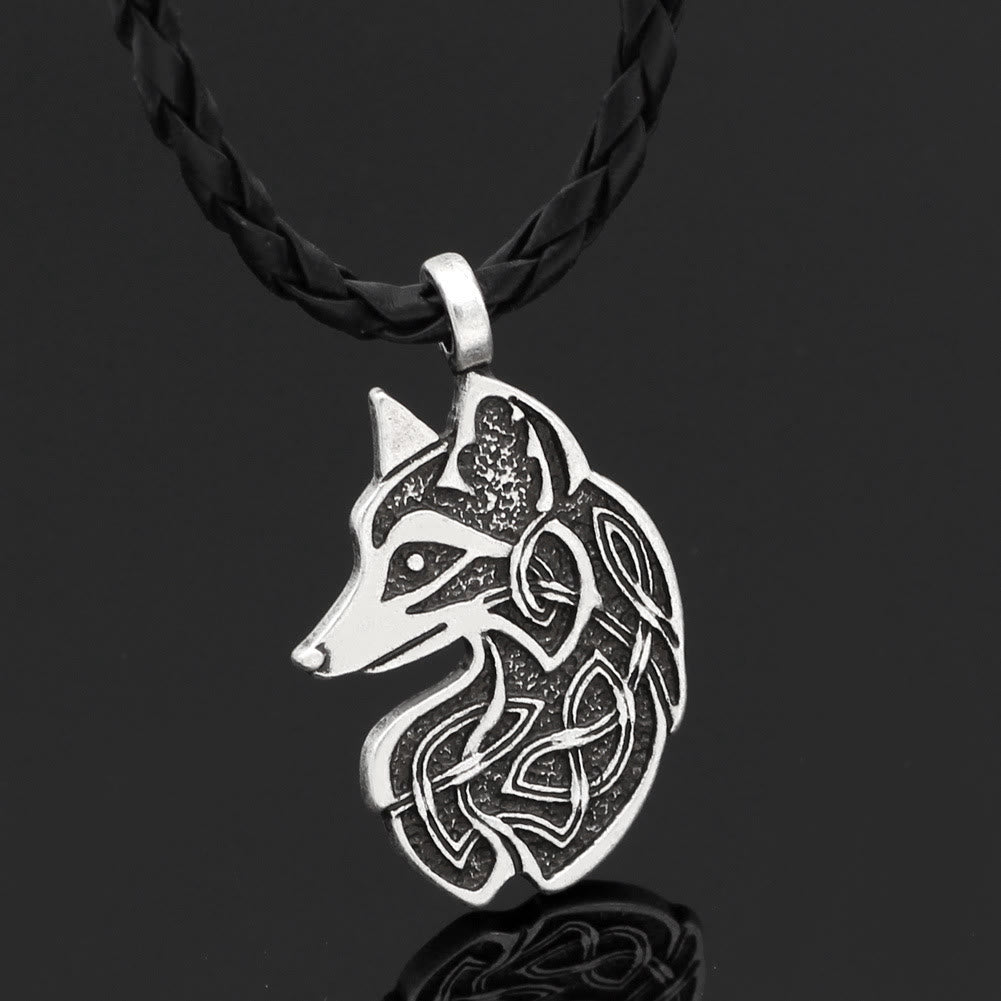 WorldNorse Celtic Wolf Head Statement Halskette